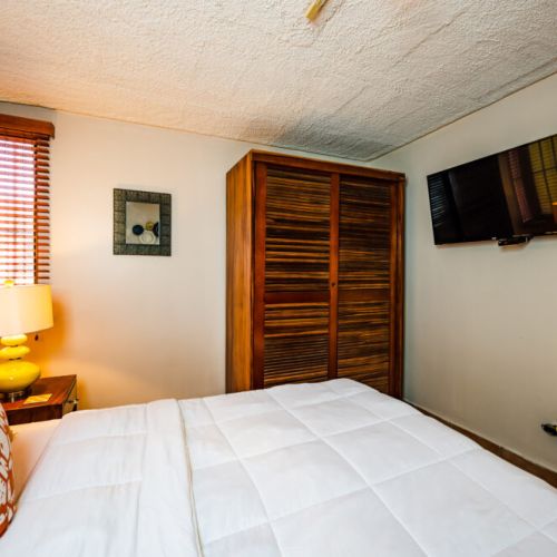 You will find the very cozy master bedroom on the first floor,  with a king-size bed and a personal flat-screen TV