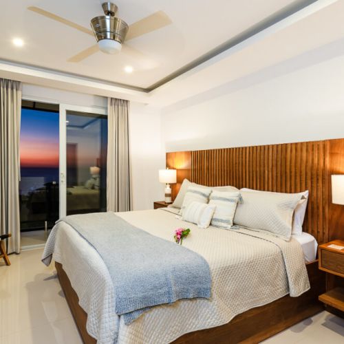 Master bedroom with sunset views